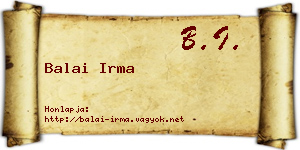 Balai Irma névjegykártya